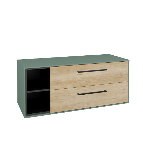Skříňka pod umyvadlo KVADRO SZZ2O2L 120 (bez umyvadla)  - M18 Mint mat - Úchytka T06 - D15 Nebraska - Ne