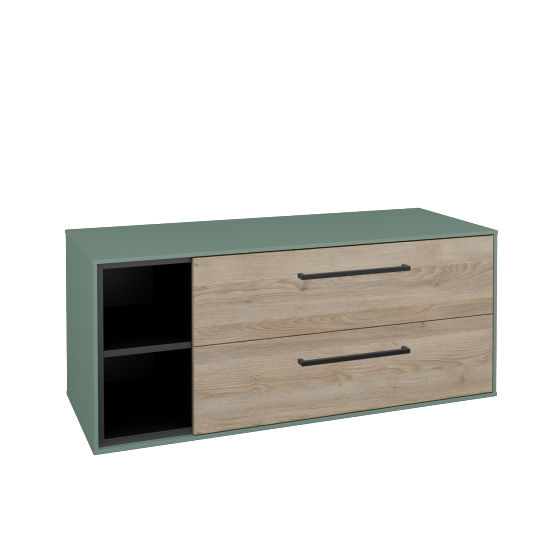 Skříňka pod umyvadlo KVADRO SZZ2O2L 120 (bez umyvadla)  - M18 Mint mat - Úchytka T06 - D17 Colorado - Ne