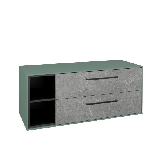 Skříňka pod umyvadlo KVADRO SZZ2O2L 120 (bez umyvadla)  - M18 Mint mat - Úchytka T06 - D20 Galaxy - Ne