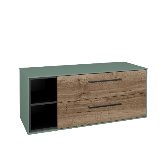Skříňka pod umyvadlo KVADRO SZZ2O2L 120 (bez umyvadla)  - M18 Mint mat - Úchytka T06 - D21 Tobacco - Ne