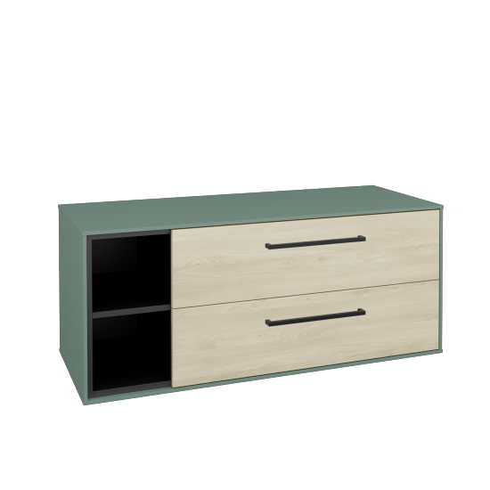 Skříňka pod umyvadlo KVADRO SZZ2O2L 120 (bez umyvadla)  - M18 Mint mat - Úchytka T06 - D24 Ohio - Ne