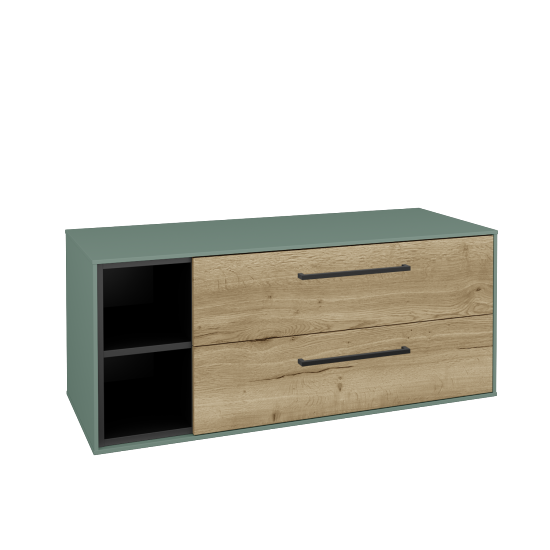 Skříňka pod umyvadlo KVADRO SZZ2O2L 120 (bez umyvadla)  - M18 Mint mat - Úchytka T06 - D26 Ontario - Ne