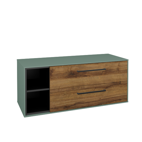 Skříňka pod umyvadlo KVADRO SZZ2O2L 120 (bez umyvadla)  - M18 Mint mat - Úchytka T06 - D27 Cognac - Ne