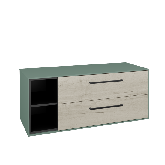 Skříňka pod umyvadlo KVADRO SZZ2O2L 120 (bez umyvadla)  - M18 Mint mat - Úchytka T06 - D28 Alberta - Ne