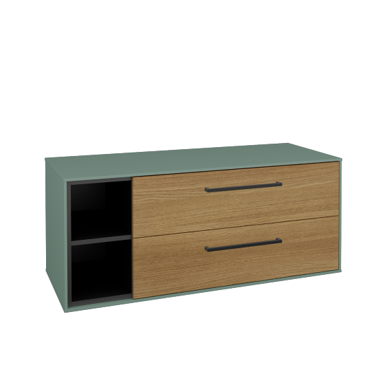 Skříňka pod umyvadlo KVADRO SZZ2O2L 120 (bez umyvadla)  - M18 Mint mat - Úchytka T06 - D29 Honey - Ne