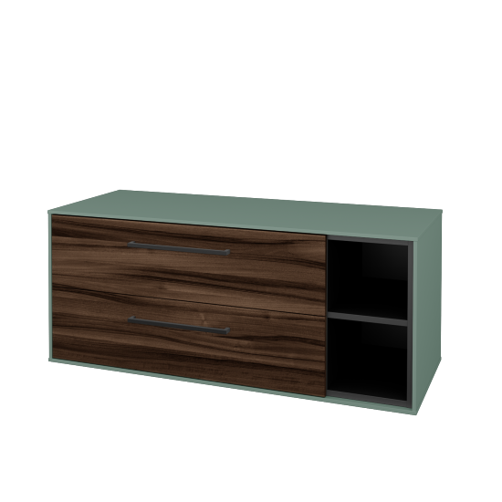 Skříňka pod umyvadlo KVADRO SZZ2O2P 120 (bez umyvadla)  - M18 Mint mat - Úchytka T06 - D06 Ořech - Ne