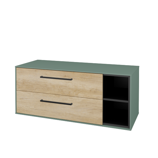 Skříňka pod umyvadlo KVADRO SZZ2O2P 120 (bez umyvadla)  - M18 Mint mat - Úchytka T06 - D15 Nebraska - Ne