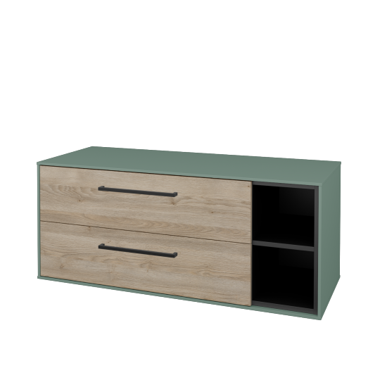 Skříňka pod umyvadlo KVADRO SZZ2O2P 120 (bez umyvadla)  - M18 Mint mat - Úchytka T06 - D17 Colorado - Ne