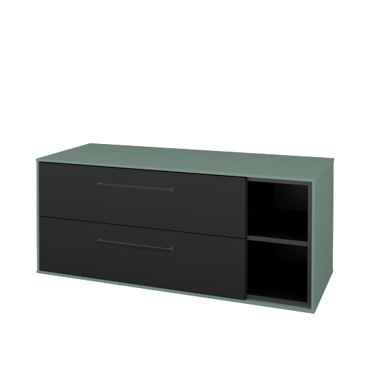 Skříňka pod umyvadlo KVADRO SZZ2O2P 120 (bez umyvadla)  - M18 Mint mat - Úchytka T06 - N03 Graphite - Ne