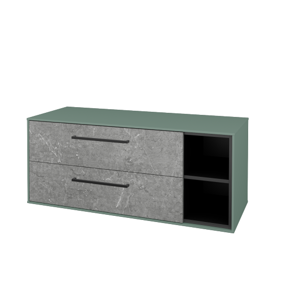 Skříňka pod umyvadlo KVADRO SZZ2O2P 120 (bez umyvadla)  - M18 Mint mat - Úchytka T06 - D20 Galaxy - Ne