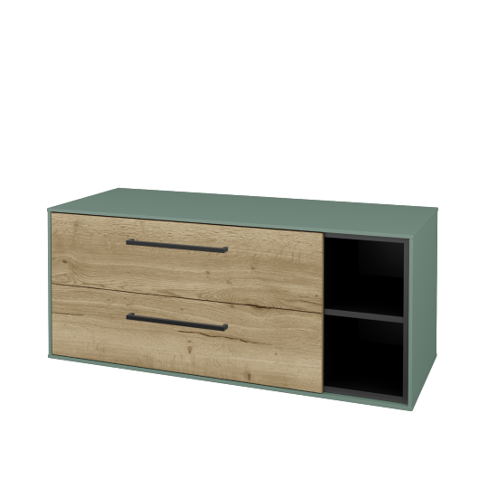 Skříňka pod umyvadlo KVADRO SZZ2O2P 120 (bez umyvadla)  - M18 Mint mat - Úchytka T06 - D26 Ontario - Ne