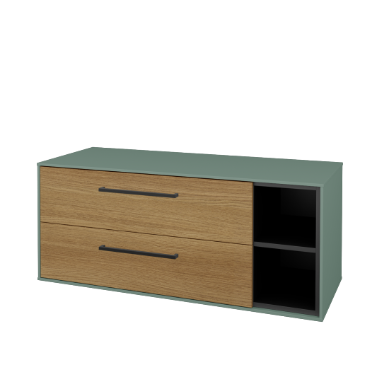 Skříňka pod umyvadlo KVADRO SZZ2O2P 120 (bez umyvadla)  - M18 Mint mat - Úchytka T06 - D29 Honey - Ne