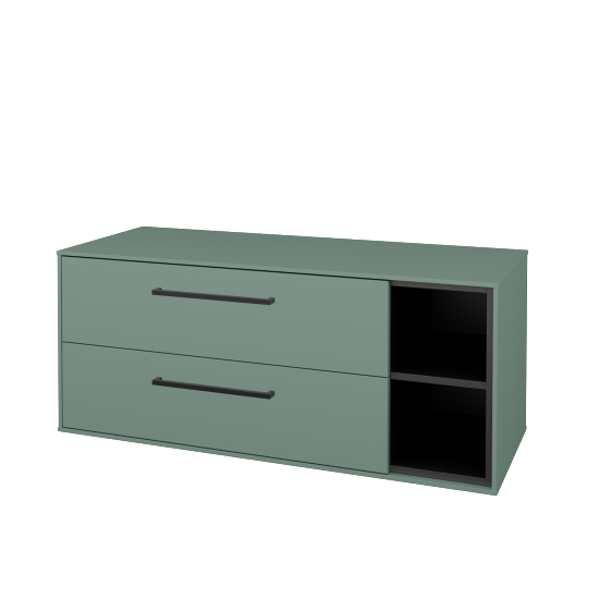 Skříňka pod umyvadlo KVADRO SZZ2O2P 120 (bez umyvadla)  - M18 Mint mat - Úchytka T06 - M18 Mint mat - Ne