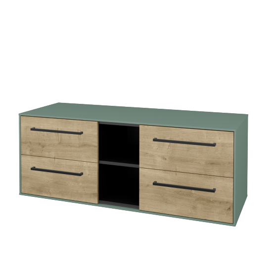 Skříňka pod umyvadlo KVADRO SZZ4O2 130 (bez umyvadel)  - M18 Mint mat - Úchytka T06 - D09 Arlington - Ne