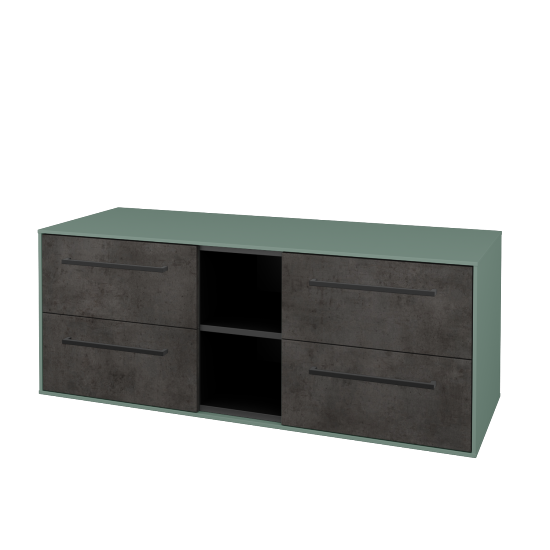 Skříňka pod umyvadlo KVADRO SZZ4O2 130 (bez umyvadel)  - M18 Mint mat - Úchytka T06 - D16 Beton tmavý - Ne