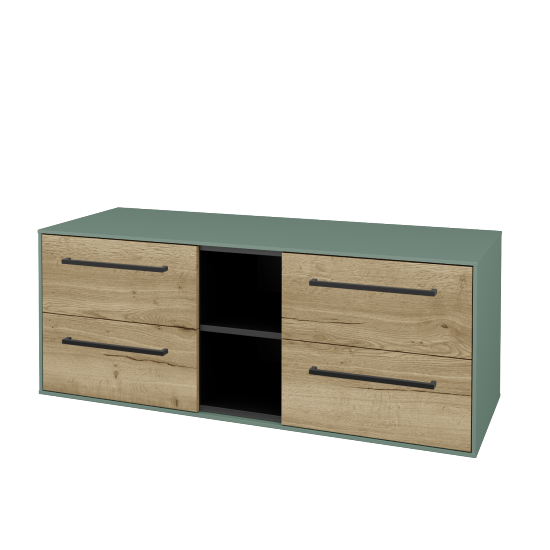 Skříňka pod umyvadlo KVADRO SZZ4O2 130 (bez umyvadel)  - M18 Mint mat - Úchytka T06 - D26 Ontario - Ne
