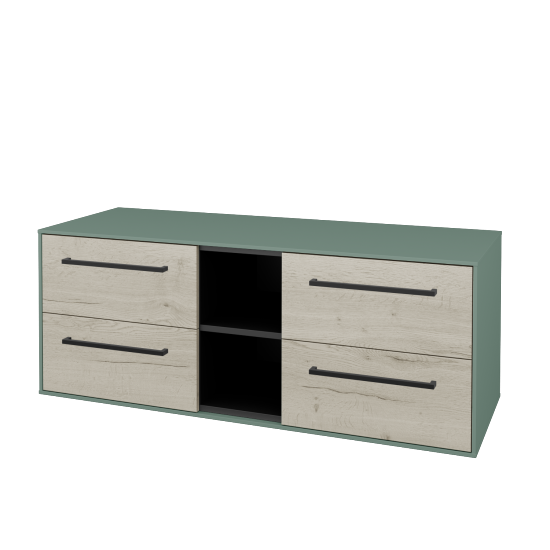 Skříňka pod umyvadlo KVADRO SZZ4O2 130 (bez umyvadel)  - M18 Mint mat - Úchytka T06 - D28 Alberta - Ne