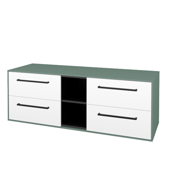 Skříňka pod umyvadlo KVADRO SZZ4O2 140 (bez umyvadel)  - M18 Mint mat - Úchytka T06 - N01 Bílá lesk - Ne
