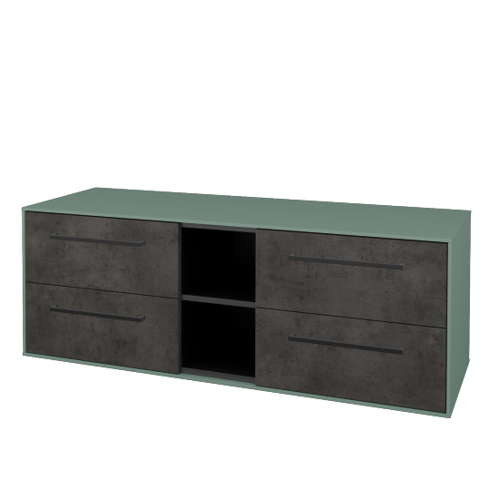 Skříňka pod umyvadlo KVADRO SZZ4O2 140 (bez umyvadel)  - M18 Mint mat - Úchytka T06 - D16 Beton tmavý - Ne