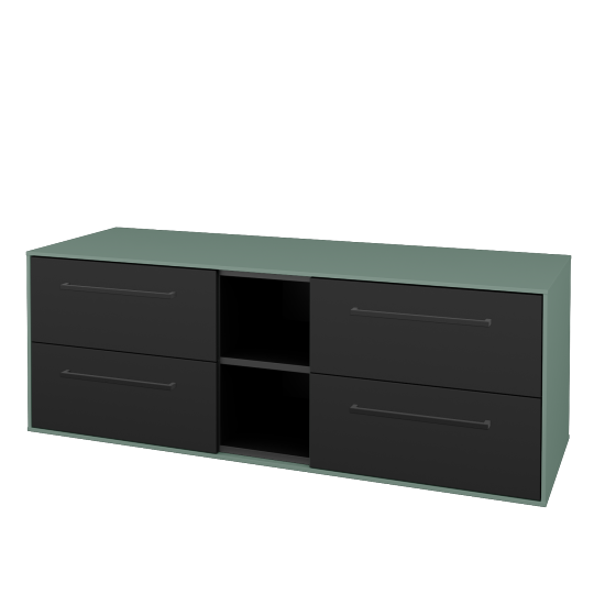 Skříňka pod umyvadlo KVADRO SZZ4O2 140 (bez umyvadel)  - M18 Mint mat - Úchytka T06 - N03 Graphite - Ne
