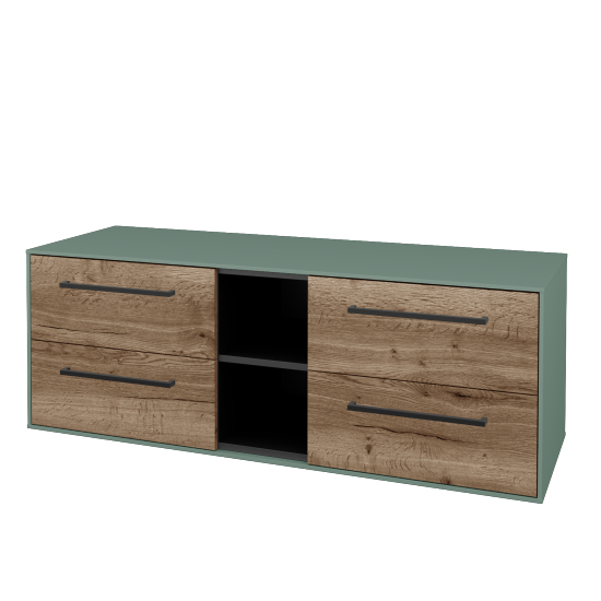 Skříňka pod umyvadlo KVADRO SZZ4O2 140 (bez umyvadel)  - M18 Mint mat - Úchytka T06 - D21 Tobacco - Ne