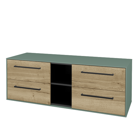 Skříňka pod umyvadlo KVADRO SZZ4O2 140 (bez umyvadel)  - M18 Mint mat - Úchytka T06 - D26 Ontario - Ne