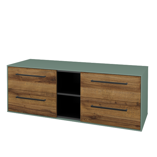 Skříňka pod umyvadlo KVADRO SZZ4O2 140 (bez umyvadel)  - M18 Mint mat - Úchytka T06 - D27 Cognac - Ne