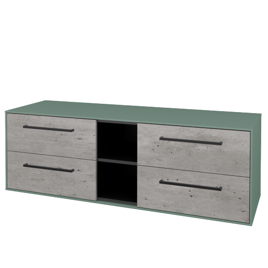 Skříňka pod umyvadlo KVADRO SZZ4O2 150 (bez umyvadel)  - M18 Mint mat - Úchytka T06 - D01 Beton - Ne
