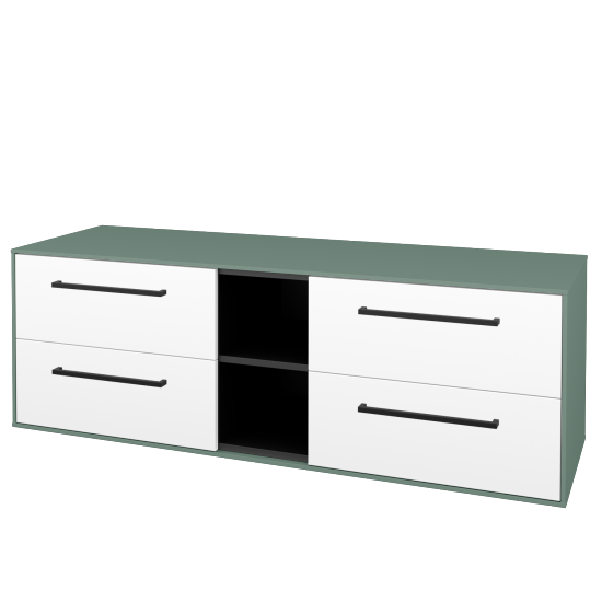 Skříňka pod umyvadlo KVADRO SZZ4O2 150 (bez umyvadel)  - M18 Mint mat - Úchytka T06 - N01 Bílá lesk - Ne