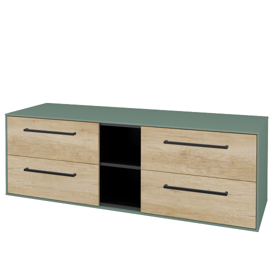 Skříňka pod umyvadlo KVADRO SZZ4O2 150 (bez umyvadel)  - M18 Mint mat - Úchytka T06 - D15 Nebraska - Ne