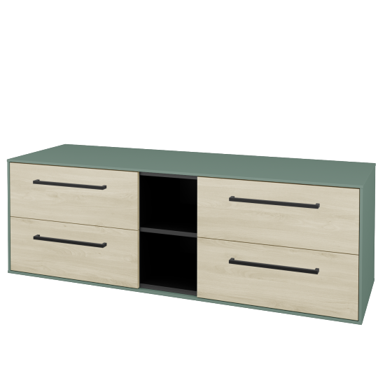 Skříňka pod umyvadlo KVADRO SZZ4O2 150 (bez umyvadel)  - M18 Mint mat - Úchytka T06 - D24 Ohio - Ne