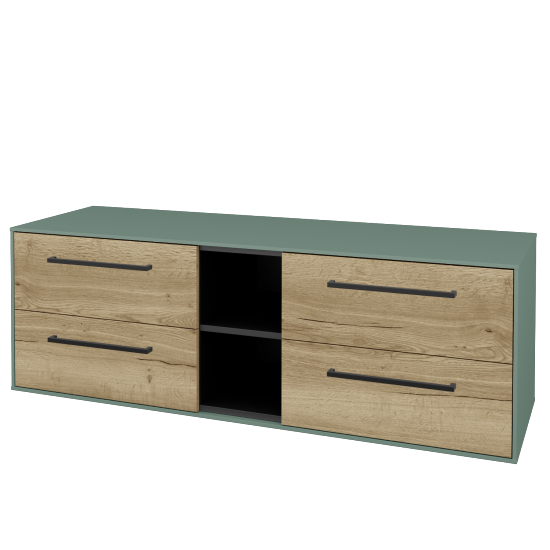 Skříňka pod umyvadlo KVADRO SZZ4O2 150 (bez umyvadel)  - M18 Mint mat - Úchytka T06 - D26 Ontario - Ne