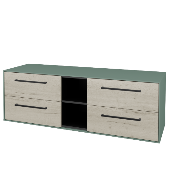 Skříňka pod umyvadlo KVADRO SZZ4O2 150 (bez umyvadel)  - M18 Mint mat - Úchytka T06 - D28 Alberta - Ne