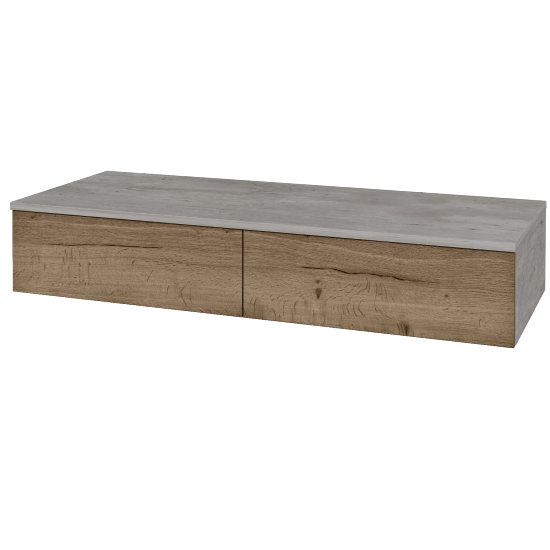 Skříňka pod umyvadlo MODULE SZZ2 120 (bez umyvadla)  - D01 Beton - D21 Tobacco - Levé - Ne