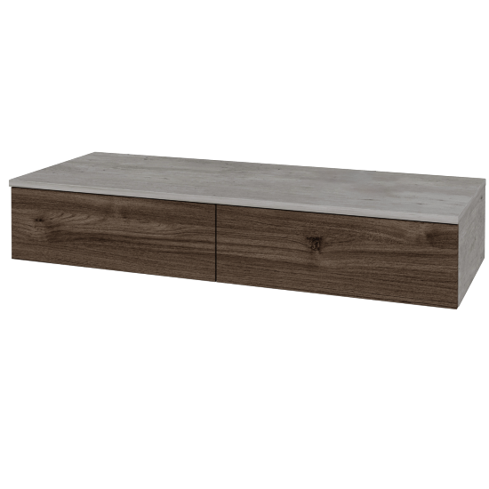 Skříňka pod umyvadlo MODULE SZZ2 120 (bez umyvadla)  - D01 Beton - D25 Teak - Levé - Ne