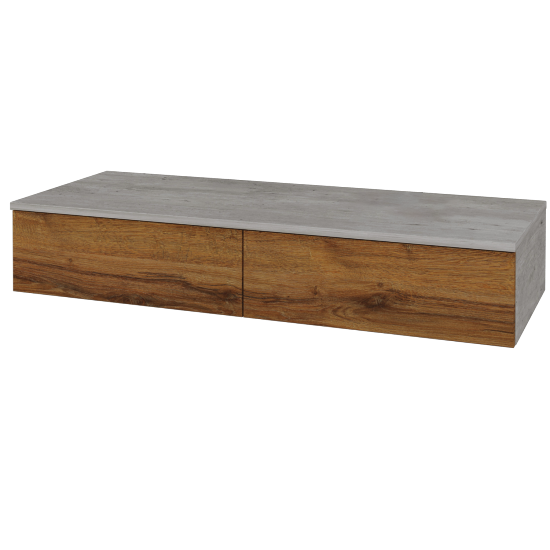 Skříňka pod umyvadlo MODULE SZZ2 120 (bez umyvadla)  - D01 Beton - D27 Cognac - Levé - Ne