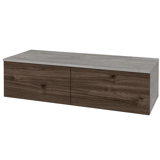 Skříňka pod umyvadlo MODULE SZZ12 120 (bez umyvadla)  - D01 Beton - D25 Teak - Levé - Ne