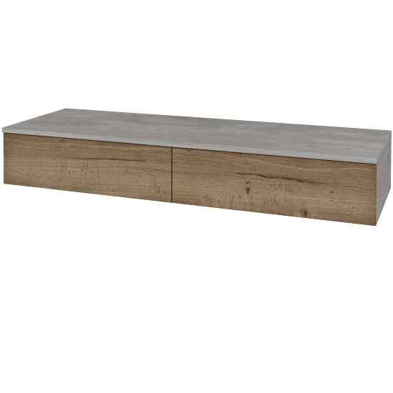 Skříňka pod umyvadlo MODULE SZZ2 140 (bez umyvadel)  - D01 Beton - D21 Tobacco - Ne