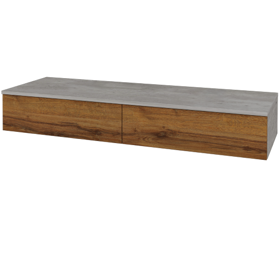 Skříňka pod umyvadlo MODULE SZZ2 140 (bez umyvadel)  - D01 Beton - D27 Cognac - Ne