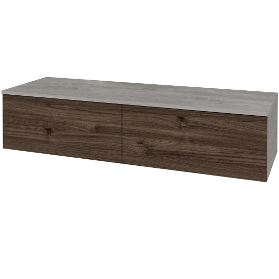 Skříňka pod umyvadlo MODULE SZZ12 140 (bez umyvadel)  - D01 Beton - D25 Teak - Ne