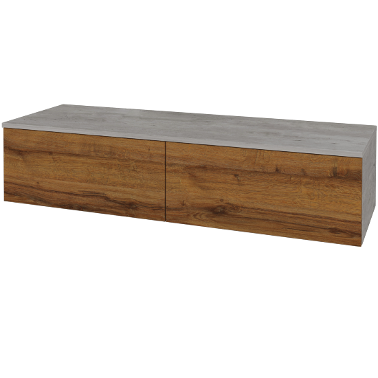 Skříňka pod umyvadlo MODULE SZZ12 140 (bez umyvadel)  - D01 Beton - D27 Cognac - Ne
