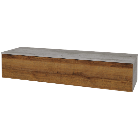 Skříňka pod umyvadlo MODULE SZZ12 160 (bez umyvadel)  - D01 Beton - D27 Cognac - Ne