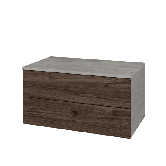 Skříňka pod umyvadlo MODULE SZZ2 80 (bez umyvadla)  - D01 Beton - D25 Teak - Ne