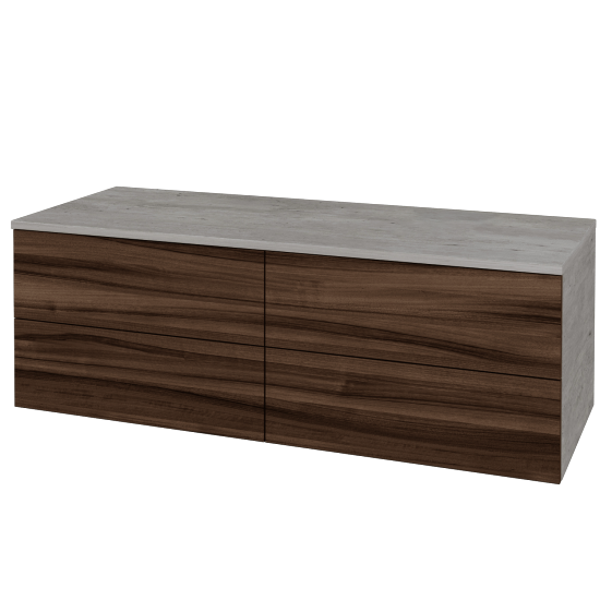 Skříňka pod umyvadlo MODULE SZZ4 120 (bez umyvadla)  - D01 Beton - D06 Ořech - Levé - Ne