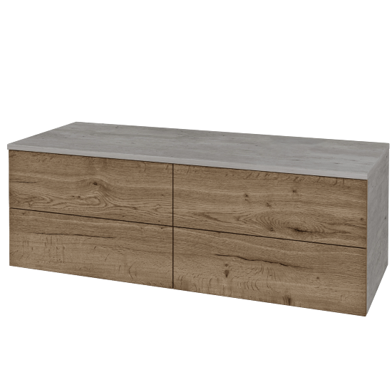 Skříňka pod umyvadlo MODULE SZZ4 120 (bez umyvadla)  - D01 Beton - D21 Tobacco - Levé - Ne