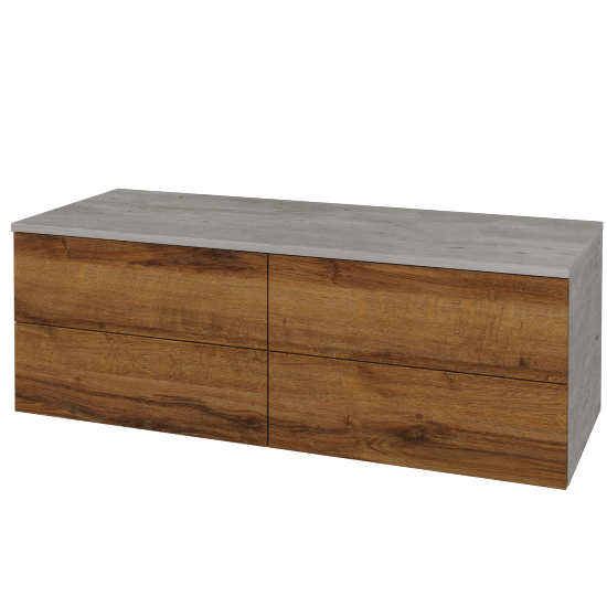 Skříňka pod umyvadlo MODULE SZZ4 120 (bez umyvadla)  - D01 Beton - D27 Cognac - Levé - Ne