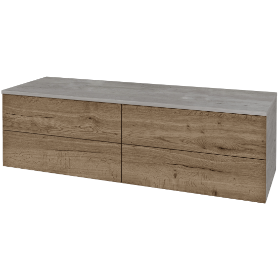 Skříňka pod umyvadlo MODULE SZZ4 140 (bez umyvadel)  - D01 Beton - D21 Tobacco - Ne