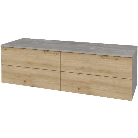 Skříňka pod umyvadlo MODULE SZZ4 140 (bez umyvadel)  - D01 Beton - D22 Karamel - Ne