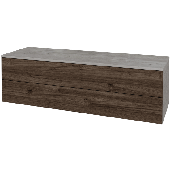 Skříňka pod umyvadlo MODULE SZZ4 140 (bez umyvadel)  - D01 Beton - D25 Teak - Ne