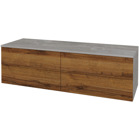 Skříňka pod umyvadlo MODULE SZZ4 140 (bez umyvadel)  - D01 Beton - D27 Cognac - Ne